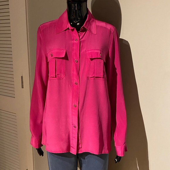 Marc by Marc Jacobs 100% Silk Blouse Hot Fuchsia M 6 - Picture 1 of 13
